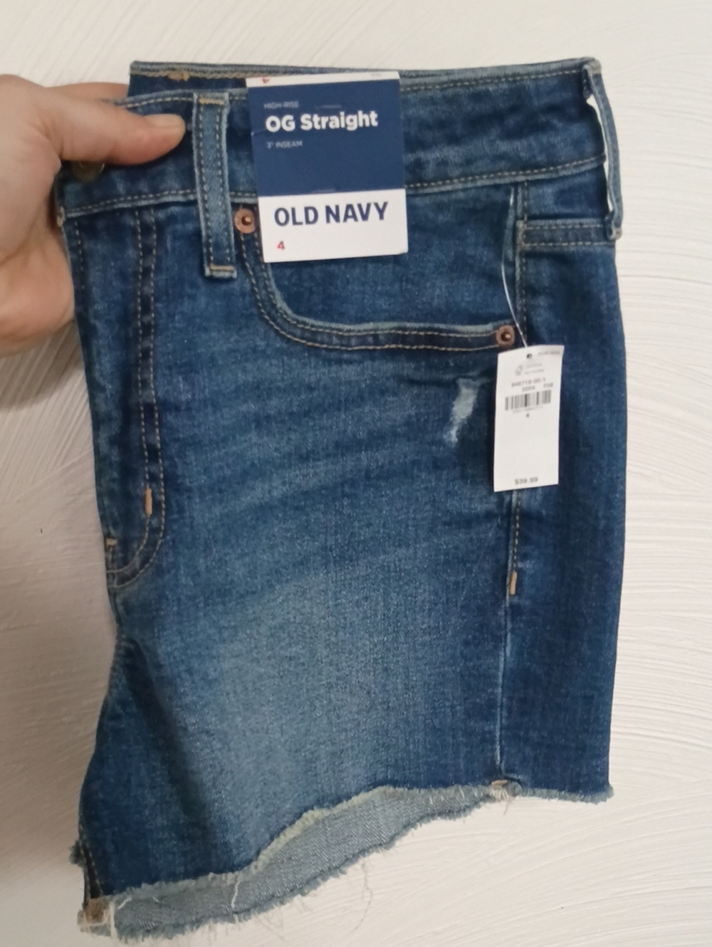 Old Navy NWT High Rise OG Straight Shorts Blue Jean Shorts Size 4 3" Inseam